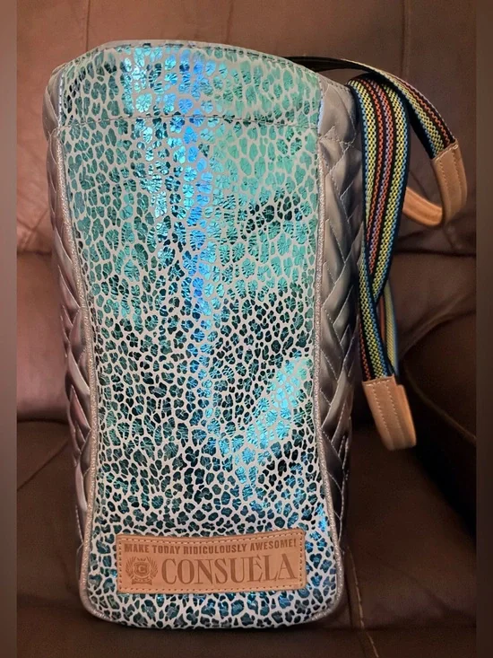 Consuela Silver Quilted Tote with Rainbow Straps - Picture 4 of 14